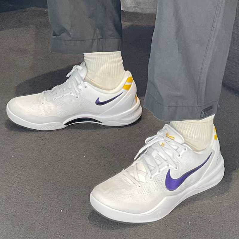 耐克/Nike Kobe 8 时尚百搭减震低帮实战篮球鞋白紫 HF9550-100,运动鞋new,板鞋,淘宝优惠券,粉丝福利购,淘宝优惠卷