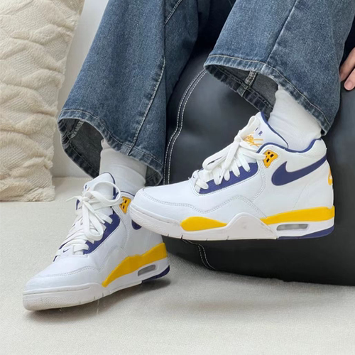 耐克/Nike Flight Legacy 白蓝黄中帮复古男款篮球鞋 BQ4212-102