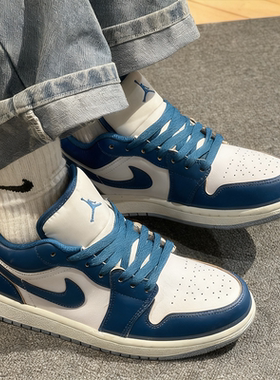 耐克/Nike Air Jordan 1 Low 蓝白防滑低帮复古篮球鞋 FN5214-141