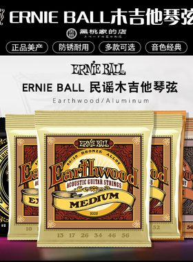EB琴弦正品ErnieBall一套6根美产进口民谣木吉他通用配件弦线全套