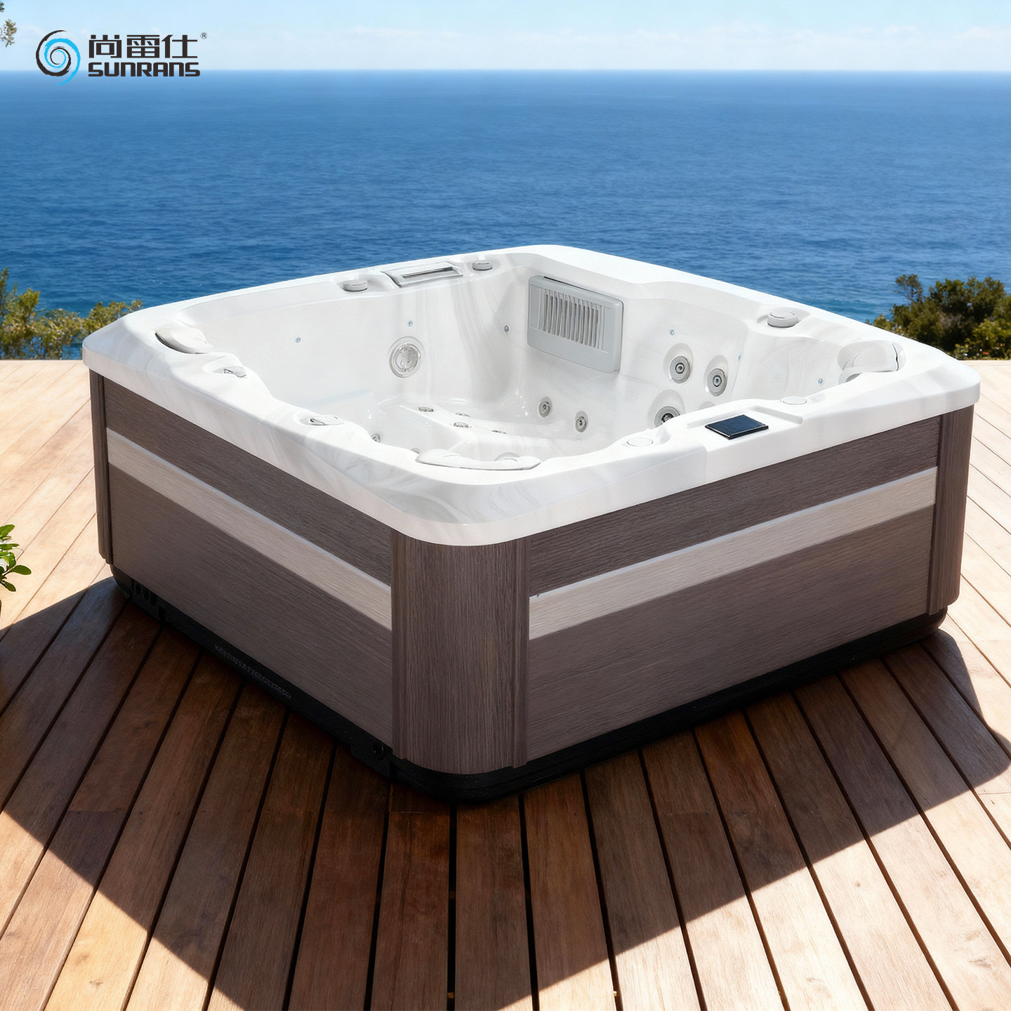 酒店别墅庭院亚克力家用大浴缸恒温冲浪按摩浴盆酒店独立式浴盘