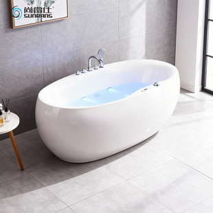 椭圆形豪华按摩浴缸成人家用小户型恒温加热亚克力浴盆冲浪