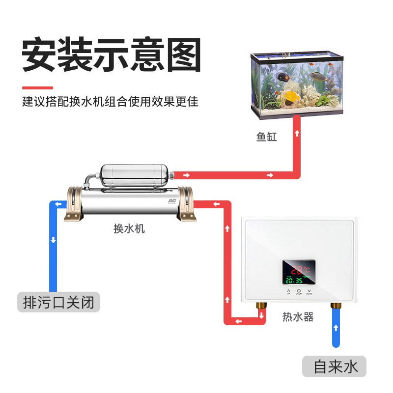 鱼缸换水恒温器定温加热器水族变频加温器换水连接ac换水机