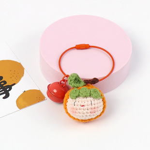 成品手工钩织可爱团子公仔钥匙扣挂件柿子苹果大鹅青蛙熊猫包挂饰