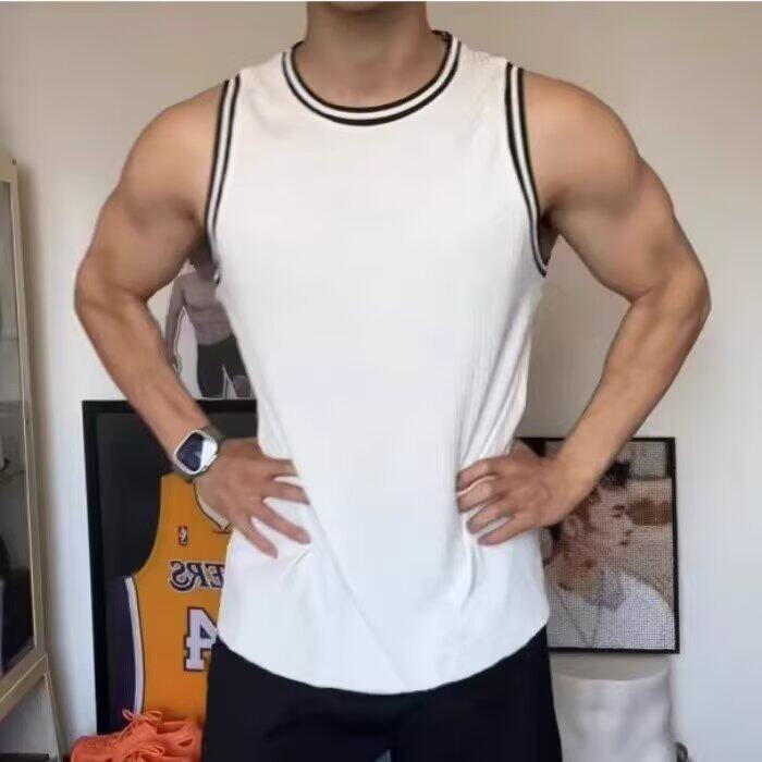 速干运动休闲修身无袖T恤健身肌肉男夏季健身球衣坎肩篮球服无袖