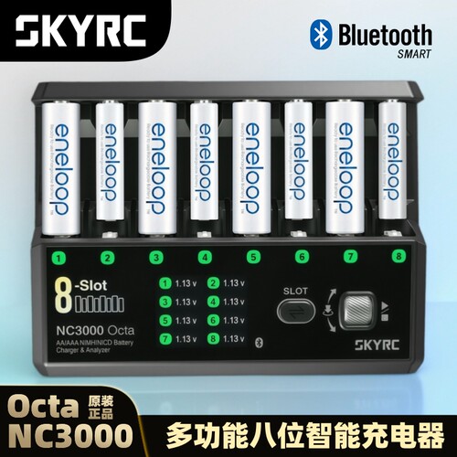 SKYRC NC3000 Octa智能5号7号充电器多功能工作模式八槽独立AA/AAA充电放电活化循环分析仪