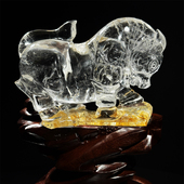 天然白水晶黄胶花雕刻牛生肖牛摆件吉祥物招财镇宅化解华尔街牛