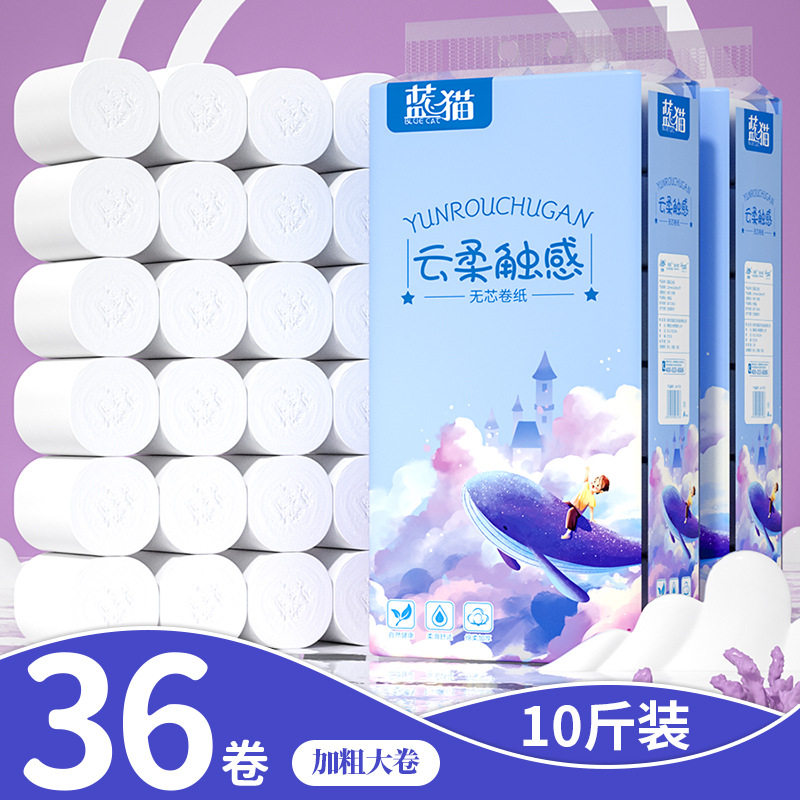 卷纸卫生纸10斤两提家用无心卷纸五层加厚厕纸擦手纸批发可代发