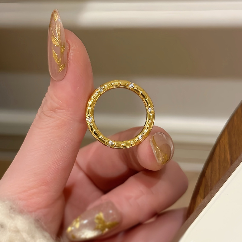 S925纯银镀金戒指女灵蛇衔尾蛇极简轻奢百搭款素圈闭口指环国潮