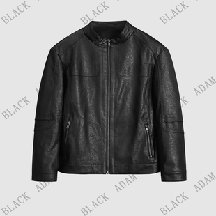 黑色外套休闲百搭经典 BLACK 男士 立领真皮皮衣ZL8002 春秋 ADAM