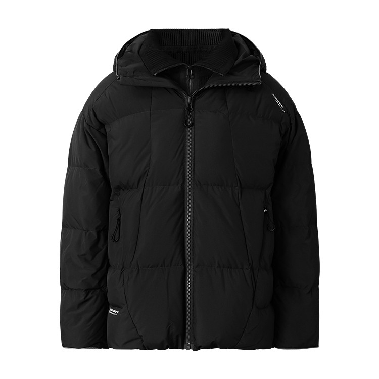 假两件羽绒服针织领连帽加厚保暖男女同款外套休闲时尚潮流秋冬