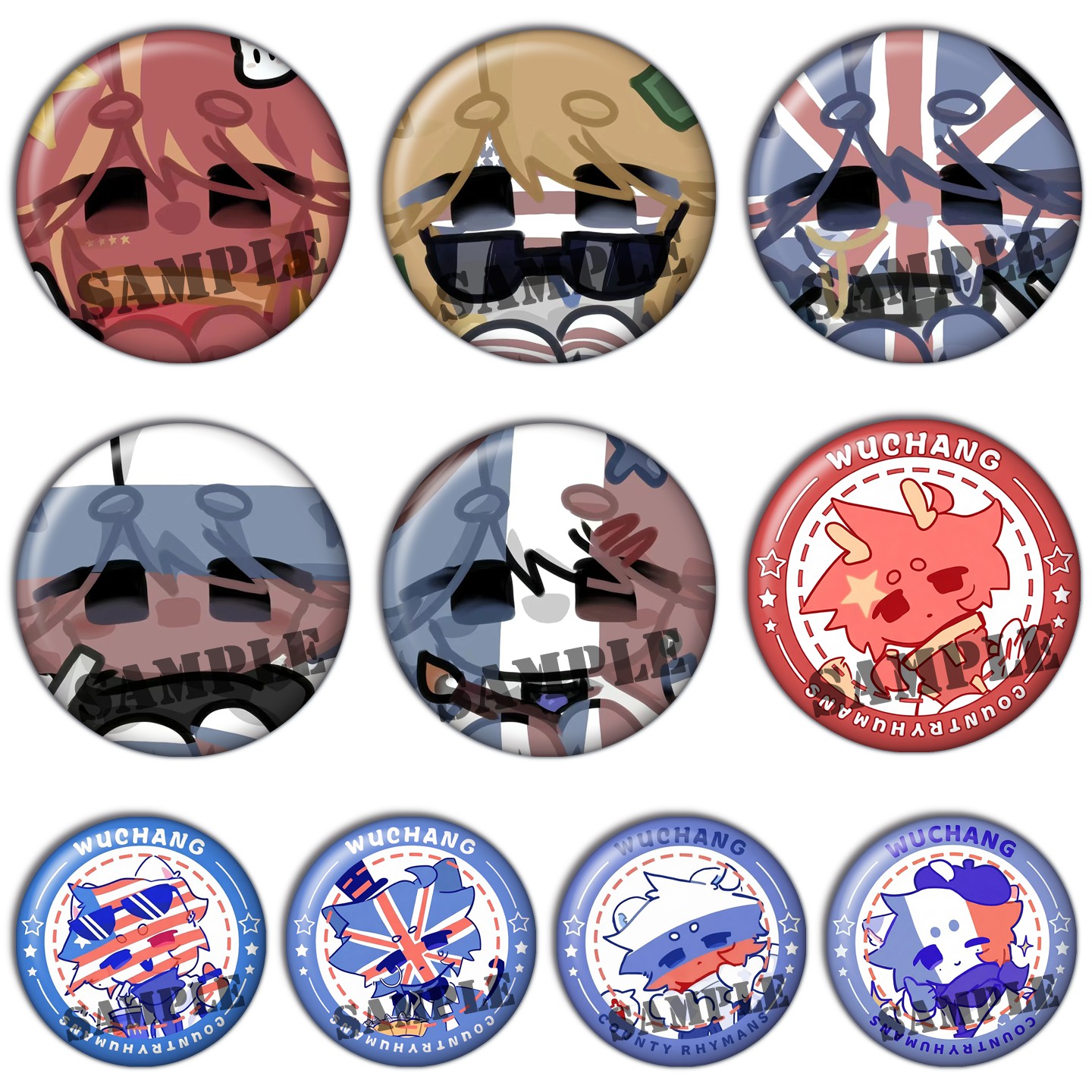 ch国拟五常吧唧COS现货谷子镭射胸章瓷美盲盒动漫同人徽章周边A