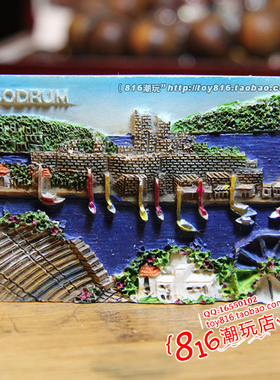 土耳其博德鲁姆 BODRUM哥科瓦海湾港口码头款冰箱贴旅游收藏纪念