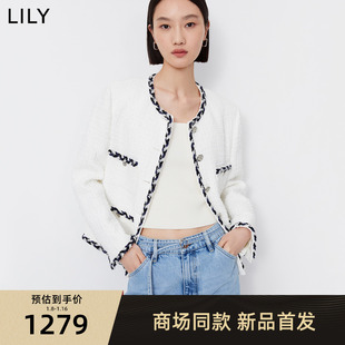 【商场同款】LILY2025春新款女装小香风通勤款白色短外套小个子女