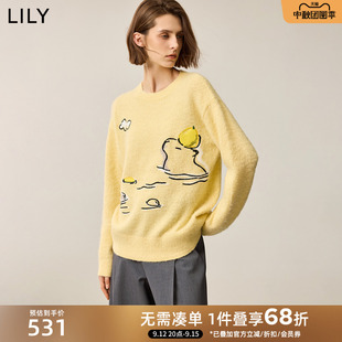 LILY卡皮巴拉可爱元气减龄学院风软糯毛衣针织衫女2025冬新款女装