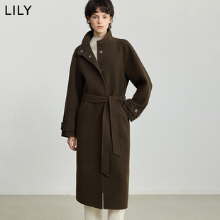 100%美丽诺羊毛LILY2025冬新款女装老钱风轻量双面呢毛呢大衣外套