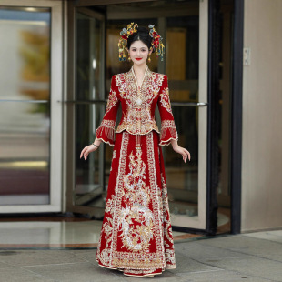 出阁服V领秀禾服婚服2026新款 礼服 高级感新娘结婚出嫁衣显瘦中式