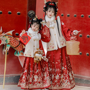 冬季原创明制汉服女2026新款加绒加厚比甲马面裙拜年日常通勤古装