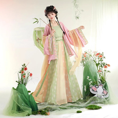 原创魏晋南北朝复原风超仙气汉服女2026新款褶衣齐腰破裙夏季套装
