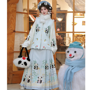 汉虞葵-团团圆圆 明制汉服女2026新款冬季马面裙加厚比甲日常古装