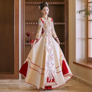 龙凤褂嫁衣小个子秀和服 婚服修身 香槟色秀禾服新娘2026年新款 中式