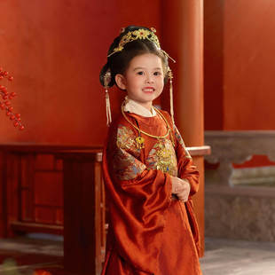 儿童汉服明制圆领袍红色中国风宫廷风拜年服喜庆大明贵官服童汉服