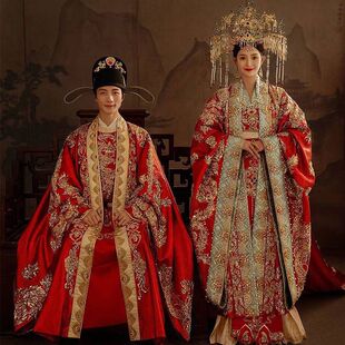 2026新款汉服唐制男女大拖尾婚服全套中国风奢华霞帔古代婚礼