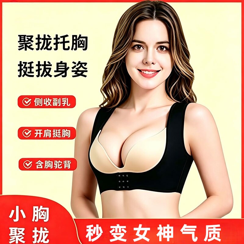 胸托小胸聚拢上托胸部防下垂外扩侧收副乳防驼背塑身内衣挺胸神器