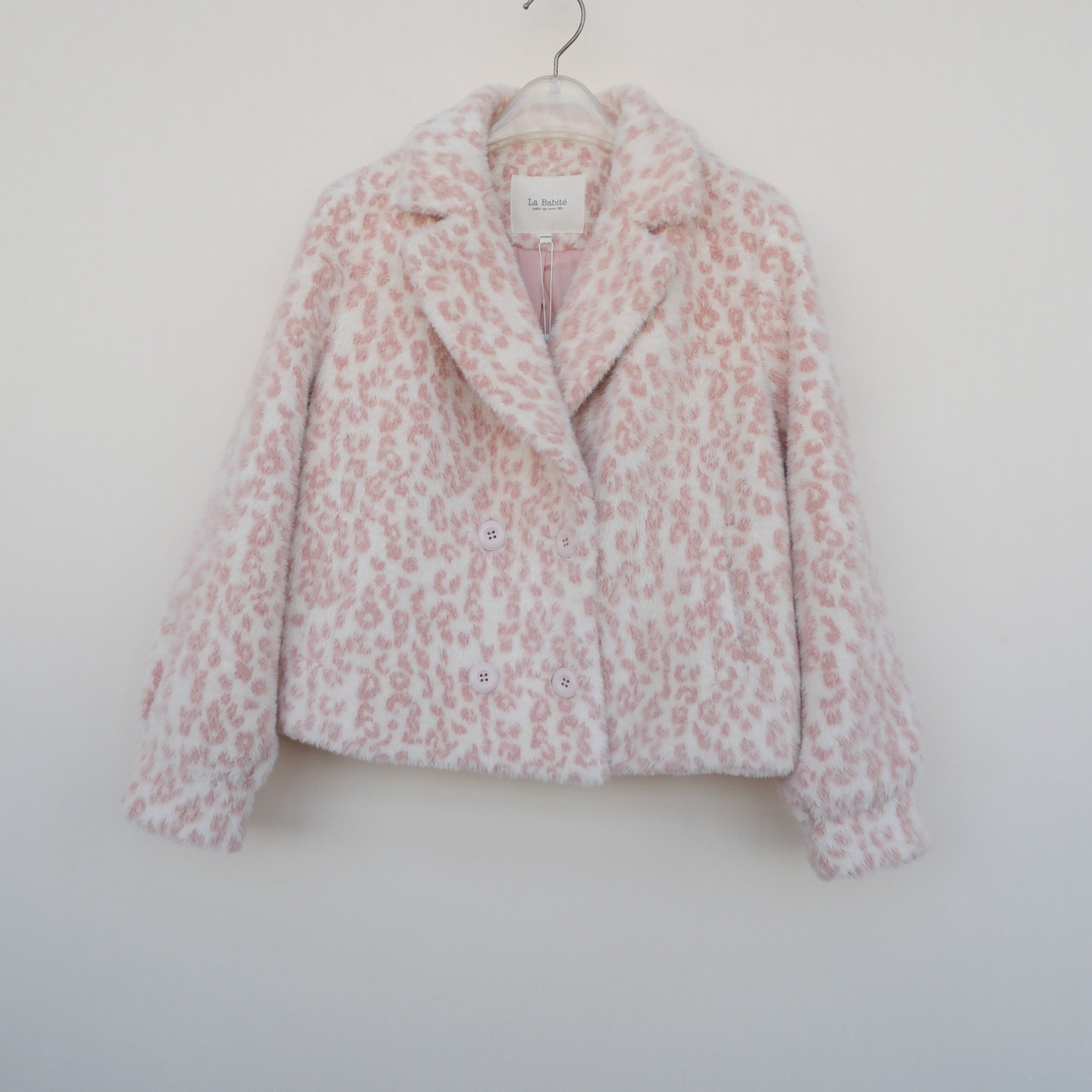 拉系列SML撤柜正品 女冬加厚舒滑豹纹仿皮草保暖短外套6A9169灰粉,女装/女士精品,短外套,淘宝优惠券,粉丝福利购,淘宝优惠卷