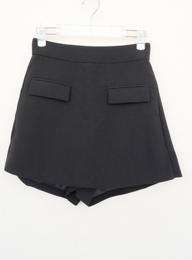 拉系列/S专柜断码 女秋冬舒柔A字高腰外搭短裤裙裤5A7497黑色