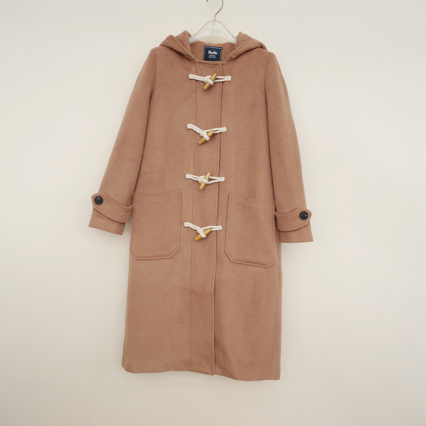 拉系SM撤柜正品女冬舒绒加厚保暖过膝正肩毛呢外套大衣5A2379驼色