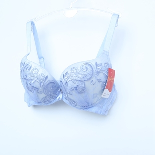 4上薄下厚刺绣轻盈聚拢文胸GJ G818冰蓝 75C断码 古系列70BC