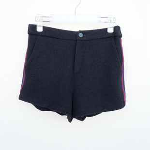 拉系列SML正品清仓 女秋冬松紧腰舒柔丝绒外搭休闲短裤4A1811黑色