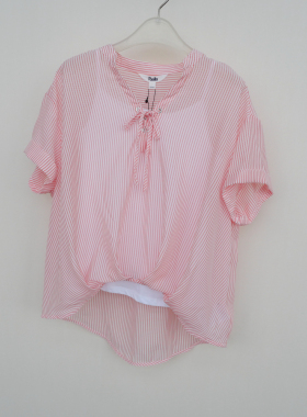 拉系列S/M/L专柜正品 女夏超薄棉感两件套宽松短袖衬衫4A2465浅粉