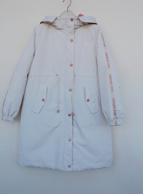 拉系列SM专柜撤柜正品女冬80白鸭绒中长宽松厚柔羽绒服4A8046杏仁