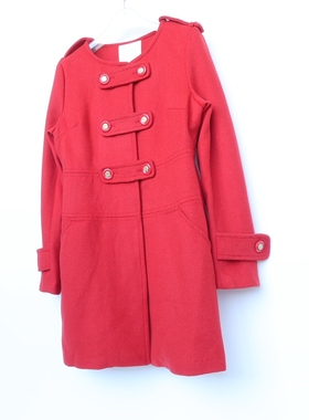 艾格淘特S/M正品断码 女秋冬轻盈可水洗羊毛混纺呢外套4N4076大红