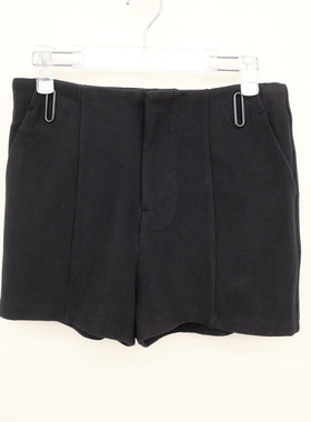 拉系列ML专柜正品 女冬舒柔仿毛呢中高腰休闲外搭短裤4A9640黑色