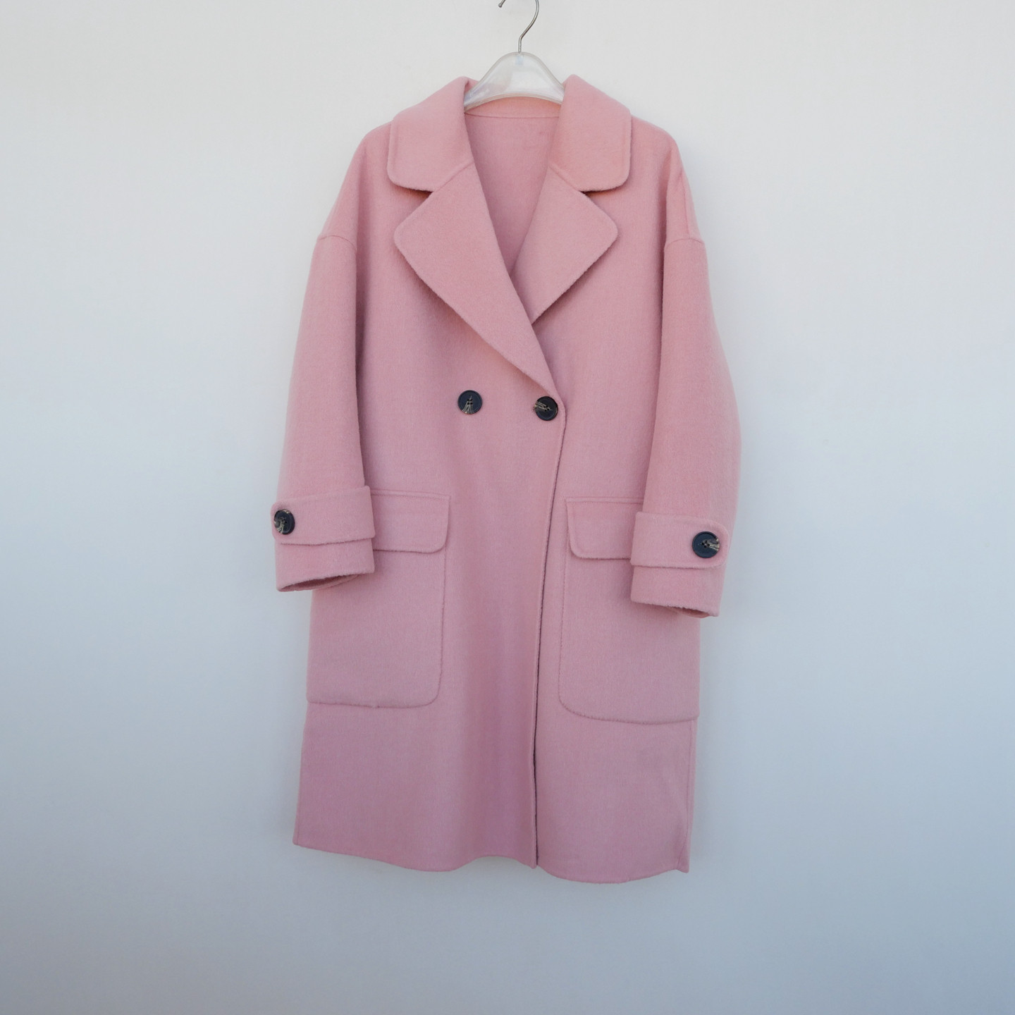 拉系列SML撤柜正品 女冬宽松到膝九分袖高端双面呢外套5A4796浅橘,女装/女士精品,毛呢外套,淘宝优惠券,粉丝福利购,淘宝优惠卷