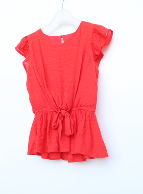 CC系列110/120专柜正品女童夏短袖衬衫2C400004中国红