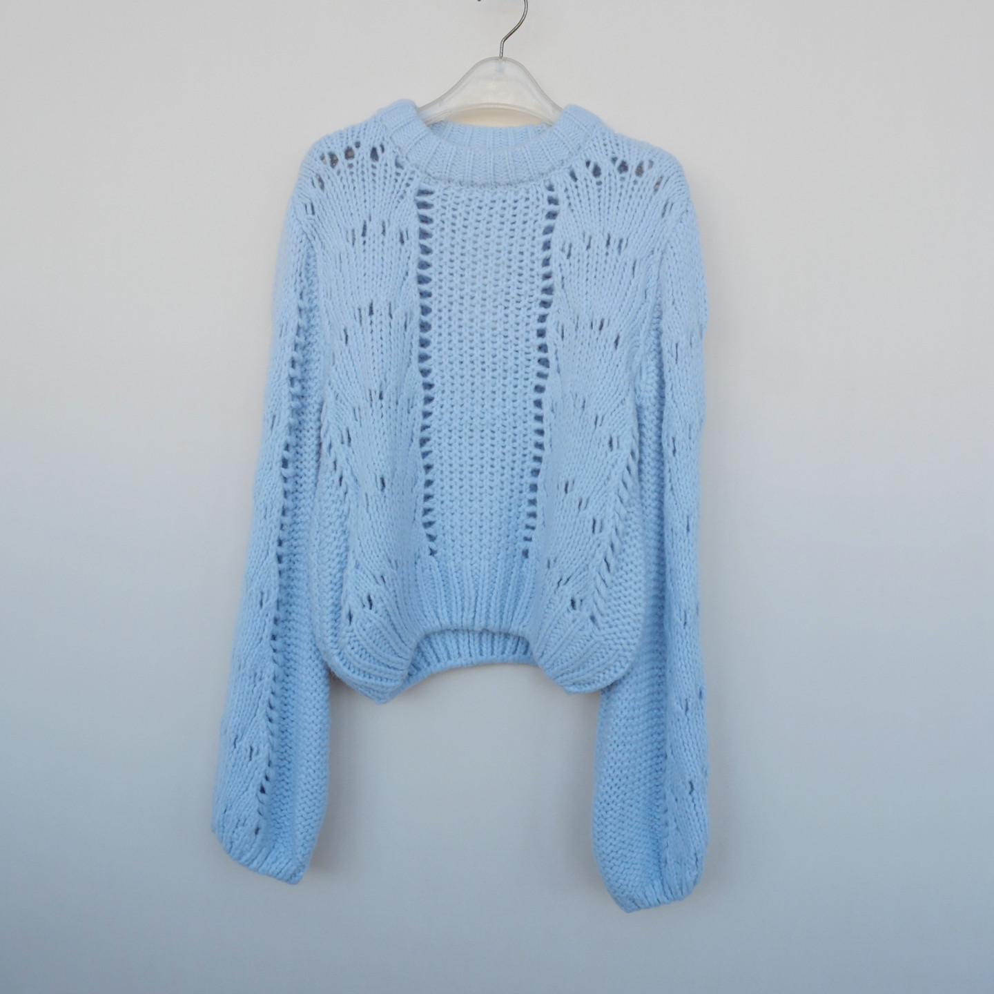 拉系列SML撤柜正品 女冬蓬松保暖粗毛线马海毛圆领毛衣6A0630浅蓝,女装/女士精品,毛衣,淘宝优惠券,粉丝福利购,淘宝优惠卷