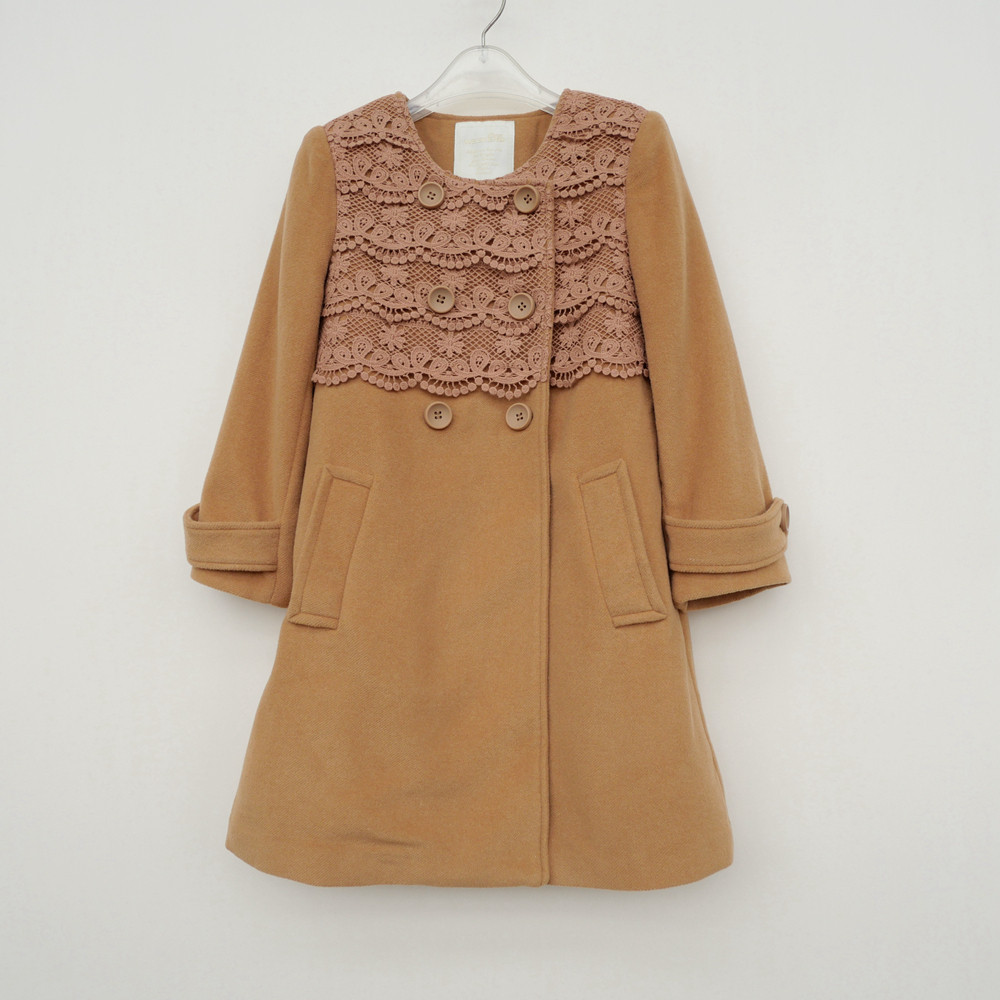艾格淘特/XS专柜断码 女秋冬花边A字型九分袖毛呢外套4N4283驼色,女装/女士精品,毛呢外套,淘宝优惠券,粉丝福利购,淘宝优惠卷