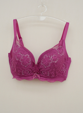 安系列70A70C正品断码3/4女无钢圈蕾丝薄模全罩杯文胸EF0174玖红
