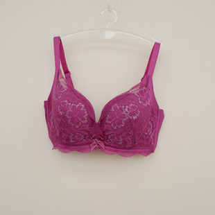 4女无钢圈蕾丝薄模全罩杯文胸EF0174玖红 安系列70A70C正品 断码