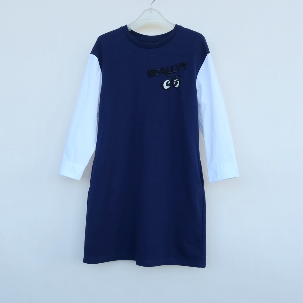 专柜正品断码纯棉九分袖卫衣裙