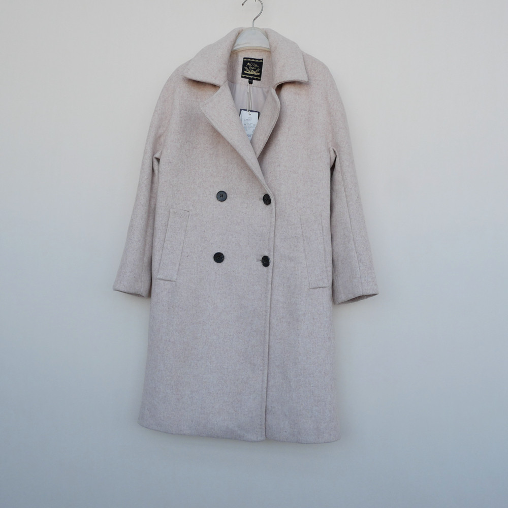 拉系列/M专柜断码特惠女冬厚暖及膝直筒羊毛呢外套大衣4A4077米白,女装/女士精品,毛呢外套,淘宝优惠券,粉丝福利购,淘宝优惠卷