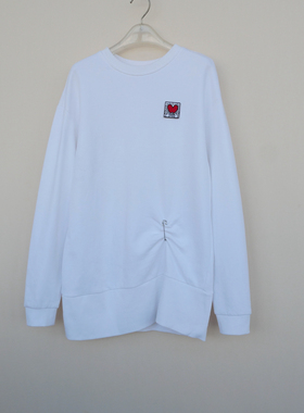 拉系列SM撤柜正品女春秋纯棉厚柔宽松盖臀联名套头卫衣5A2627本白