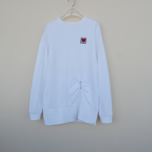 拉系列SM撤柜正品 女春秋纯棉厚柔宽松盖臀联名套头卫衣5A2627本白