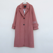 拉系列专柜正品 女冬中长过膝宽松厚保暖羊毛混纺呢大衣8B1376豆沙