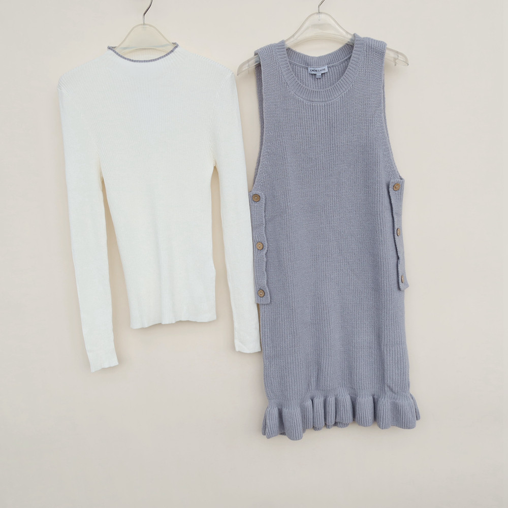 专柜正品断码两件套毛线针织裙