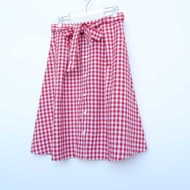 CC系列/S正品断码女夏棉质红色格子休闲中长六分半身裙2C240009